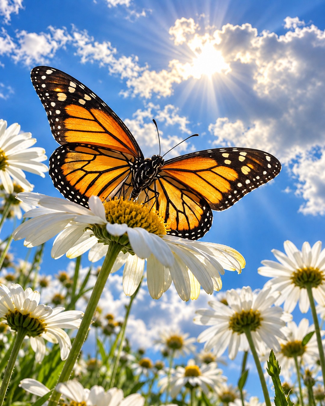 Monarch Butterfly on Daisies