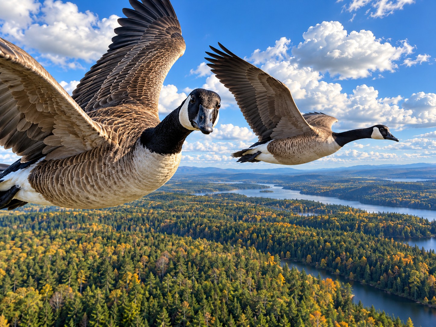 Canadian Geese in Flight