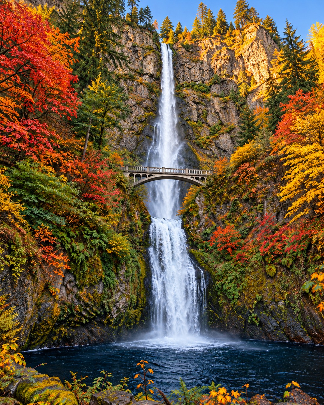 Multnomah Falls in Fall