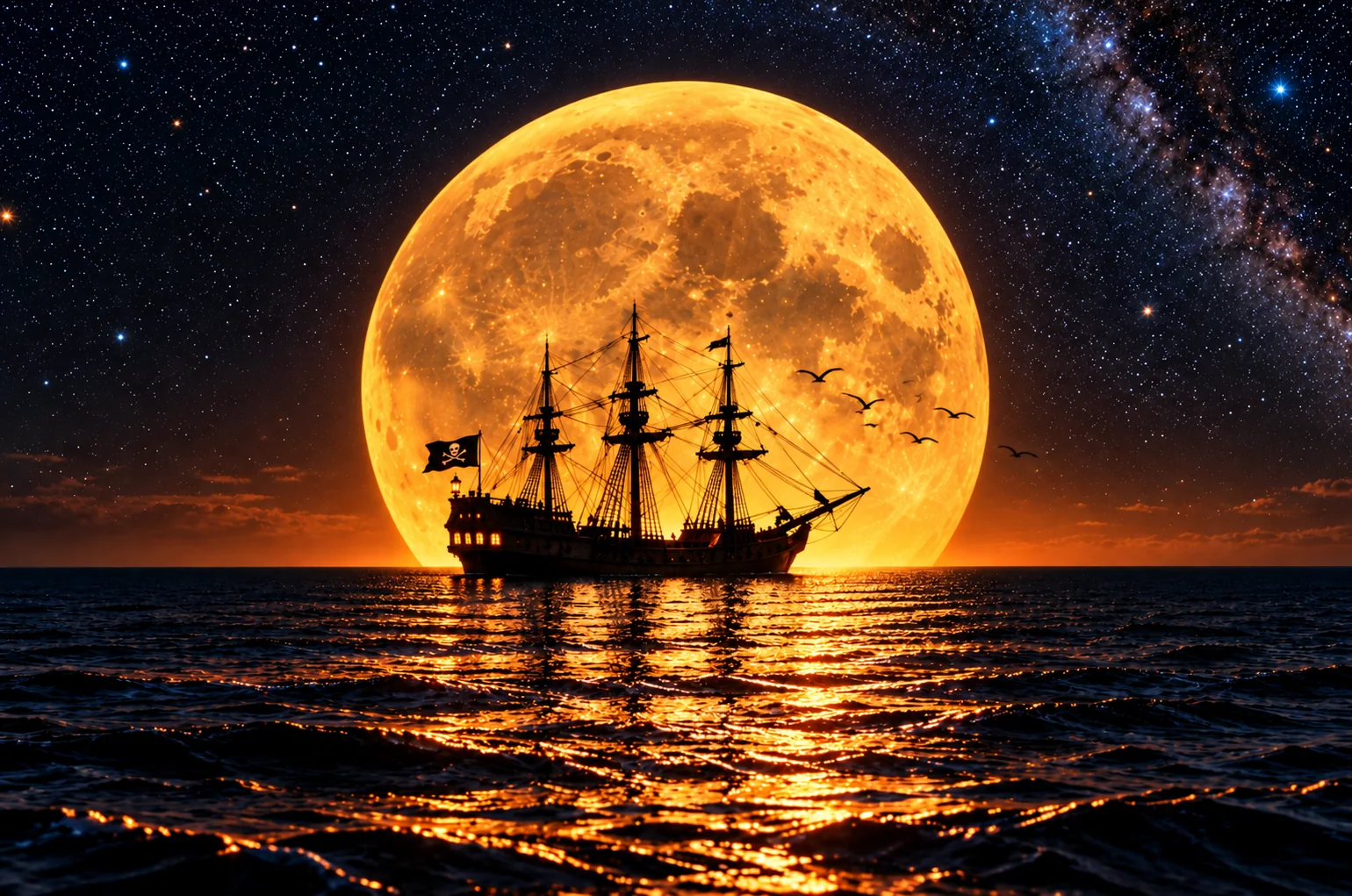 Pirate Ship Full Moon